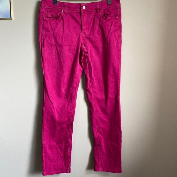 White House Black‎ Market Women's Fuchsia (Pink) Denim Slim Ankle Jeans Size 10R - Picture 1 of 14